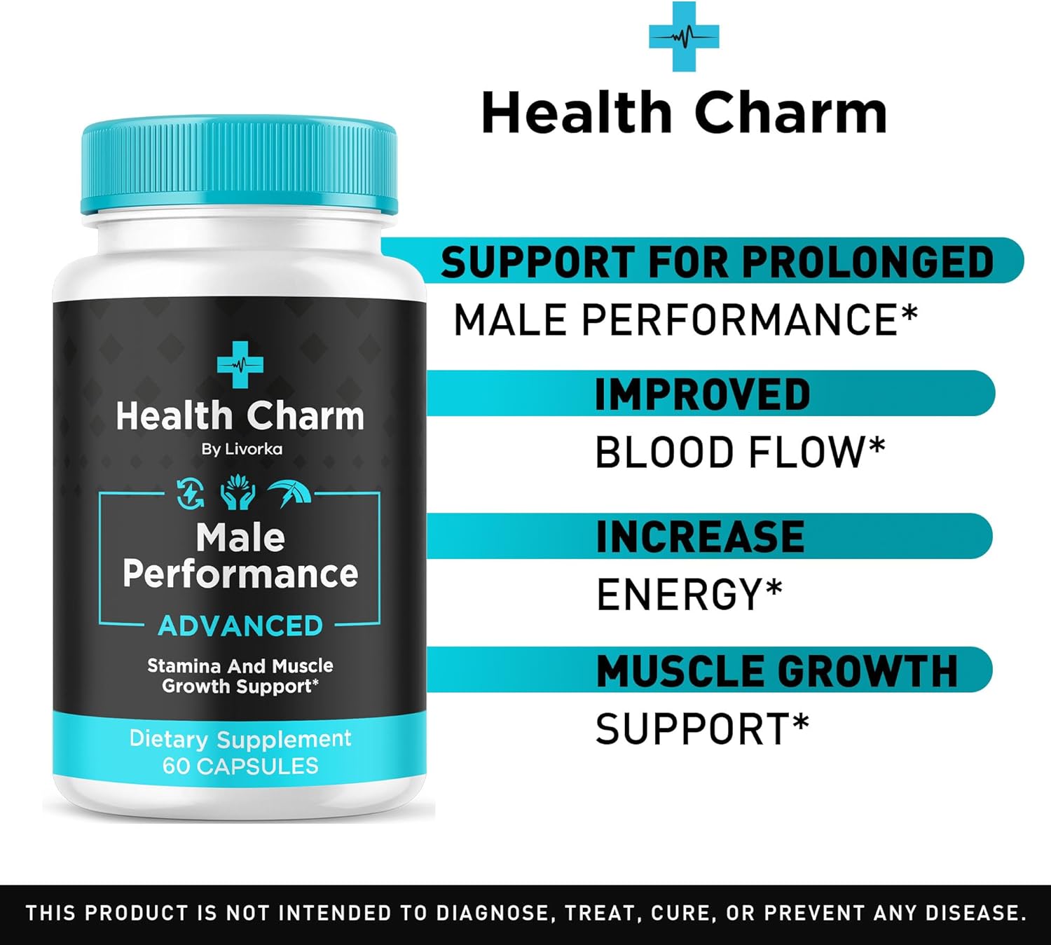 Official Health Charm for Men Capsules - 5 Pack of All Natural Health Supplement Support, 300 Capsules for 5 Months