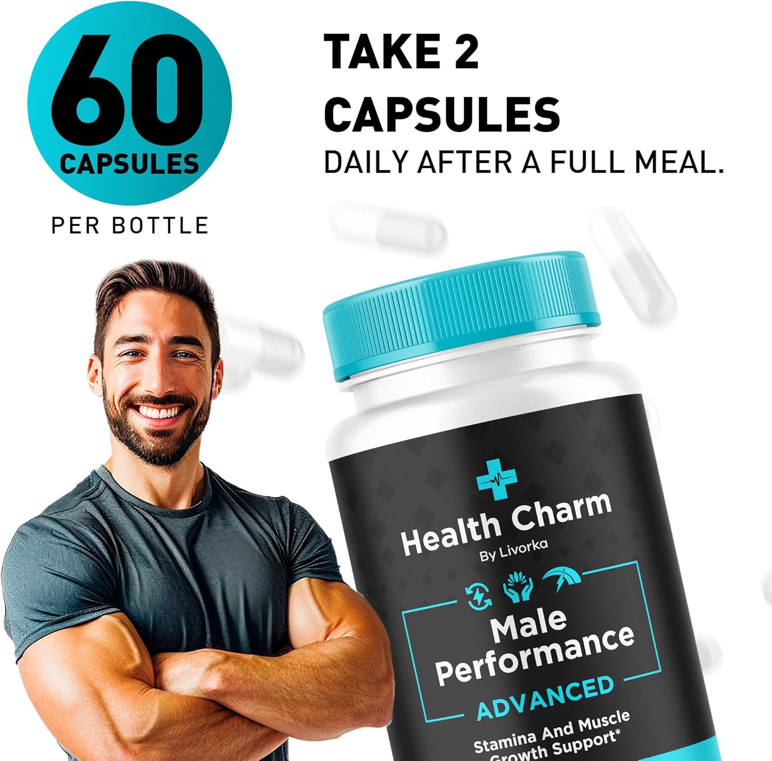 Official Health Charm for Men Capsules - 5 Pack of All Natural Health Supplement Support, 300 Capsules for 5 Months