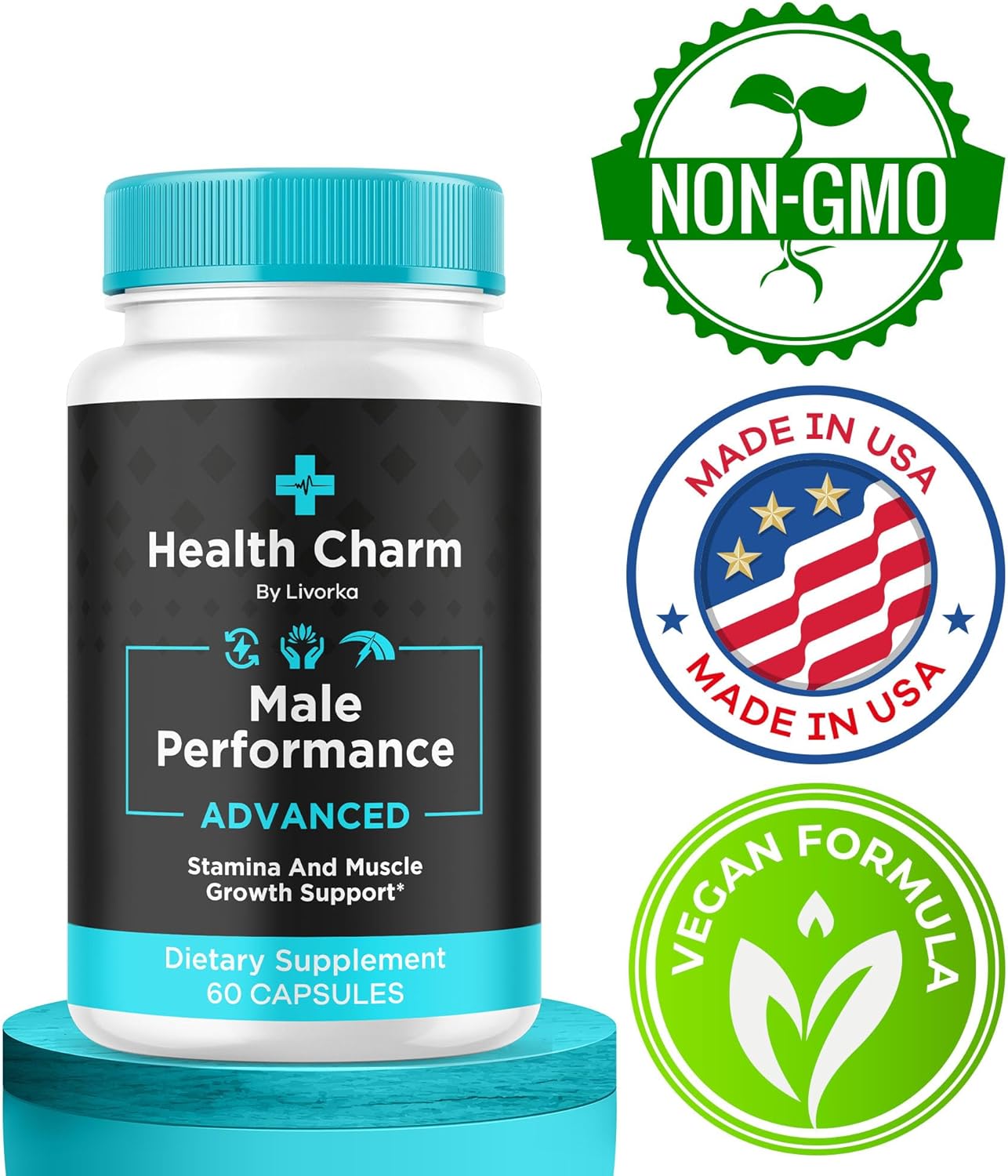 Official Health Charm for Men Capsules - 5 Pack of All Natural Health Supplement Support, 300 Capsules for 5 Months