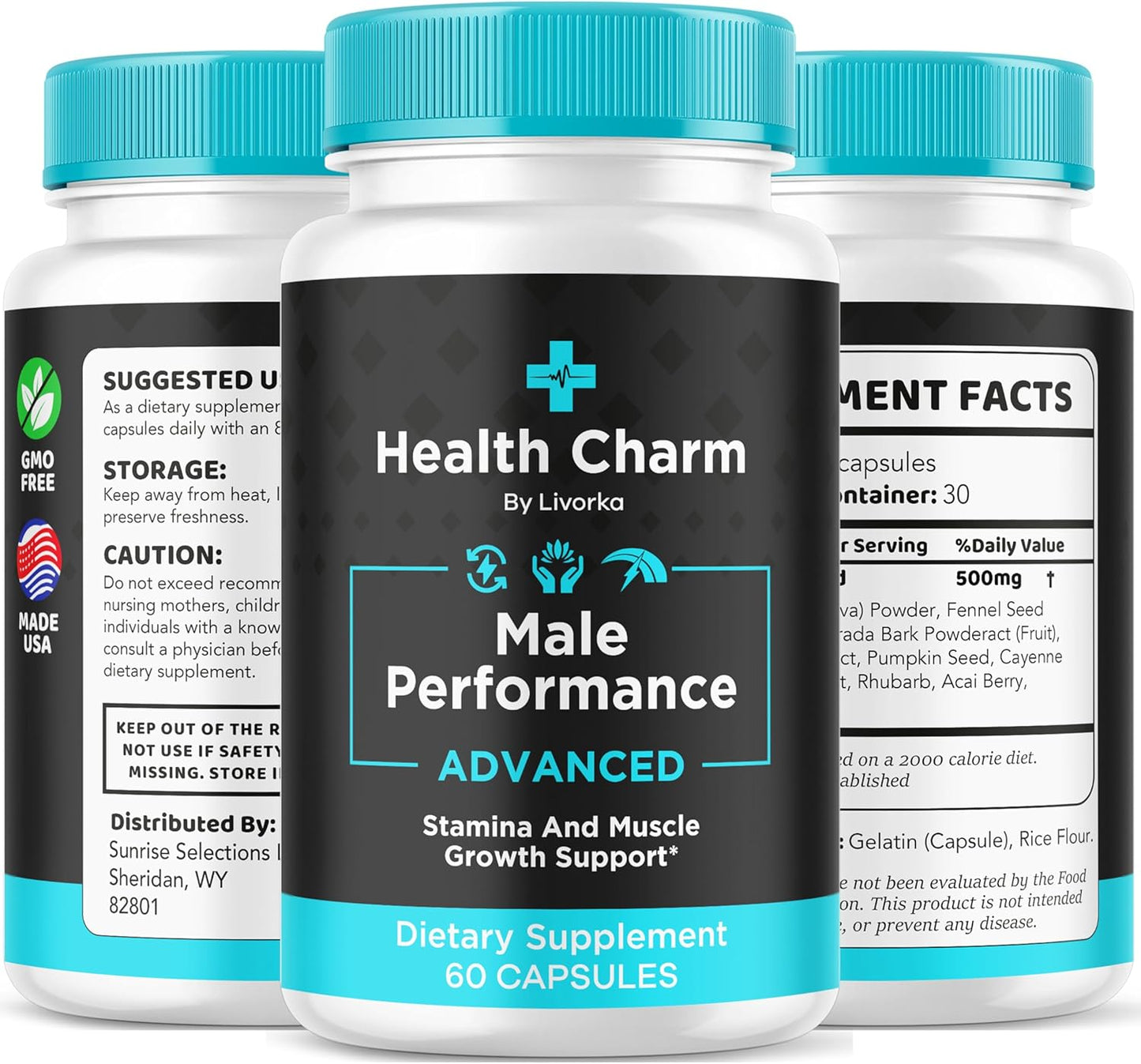 Official Health Charm for Men Capsules - 5 Pack of All Natural Health Supplement Support, 300 Capsules for 5 Months