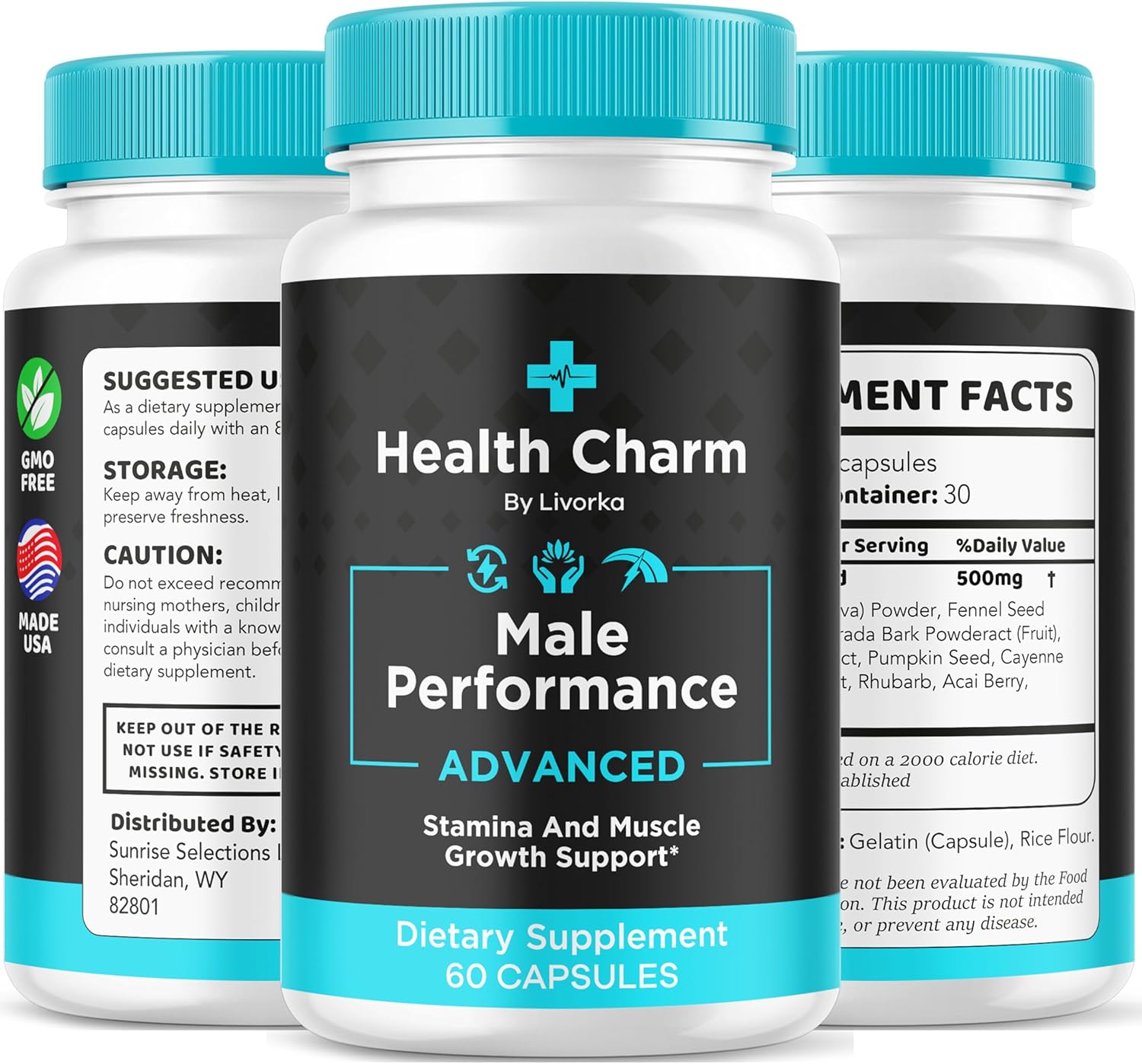 Official Health Charm for Men Capsules - 5 Pack of All Natural Health Supplement Support, 300 Capsules for 5 Months