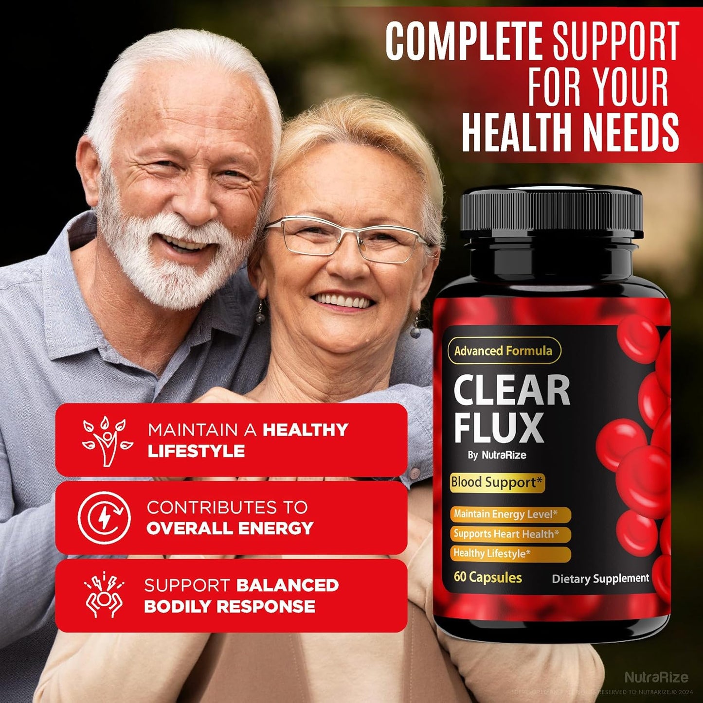 Official NutraRize Clear Flux Capsules (2 Pack) - Blood Vessel Cleaner for Healthy Circulation & Stable Levels - Natural Health Supplement (120 Capsules)