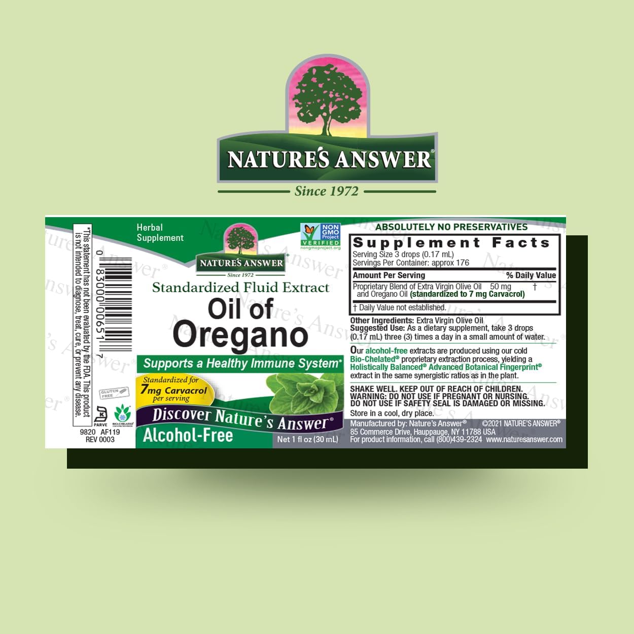 Oil of Oregano Leaf for Healthy Digestive Support | Promotes Wellness | Gluten-Free, Alcohol-Free 1oz