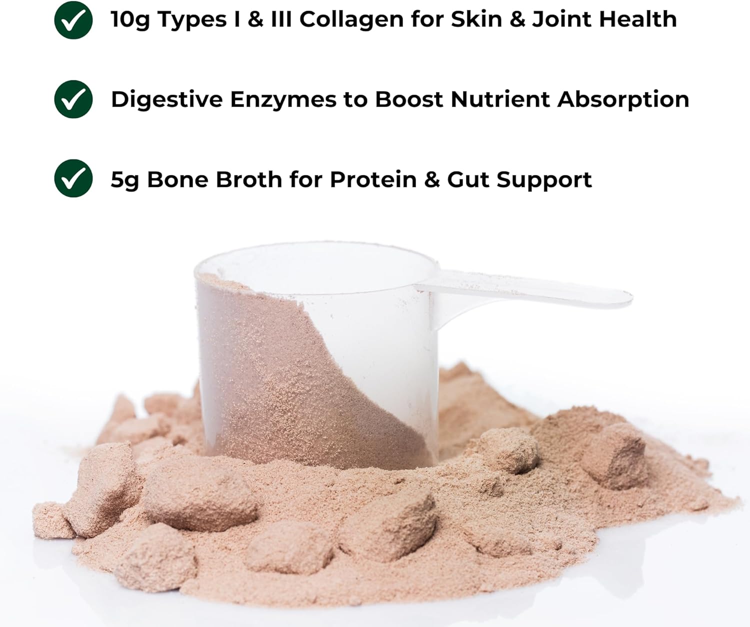 Olea Advanced Collagen & Bone Broth Powder - 10g Collagen, 5g Bone Broth, Hyaluronic Acid, MSM, Probiotics, Enzymes - Skin, Hair, Nails, Joints, Gut Health - Rich Chocolate Flavor