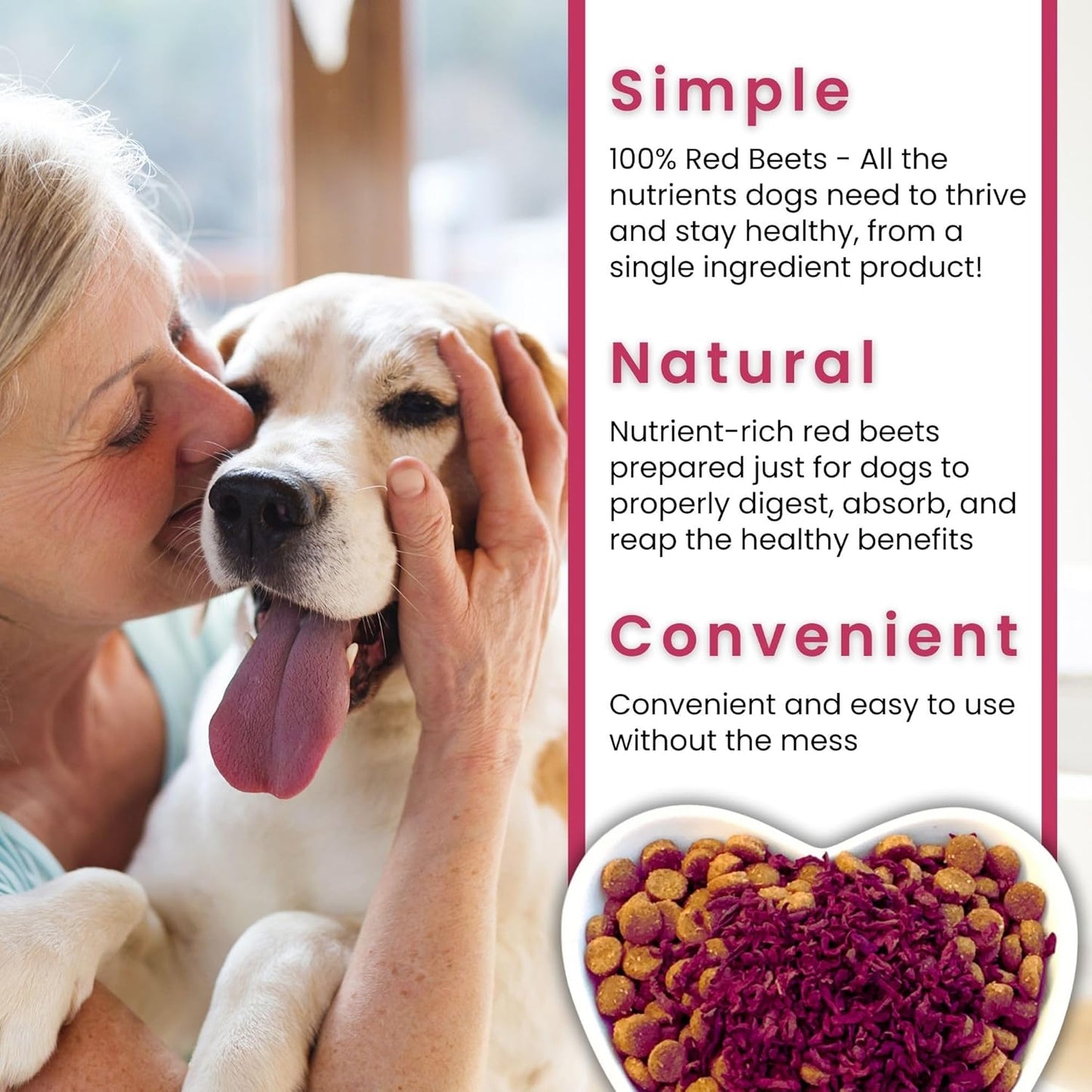 Olewo Original Red Beet Powder for Dogs - All-Natural Anti-Itch, Immune Support, Skin & Coat Health, Dog Food Topper, 1 lb