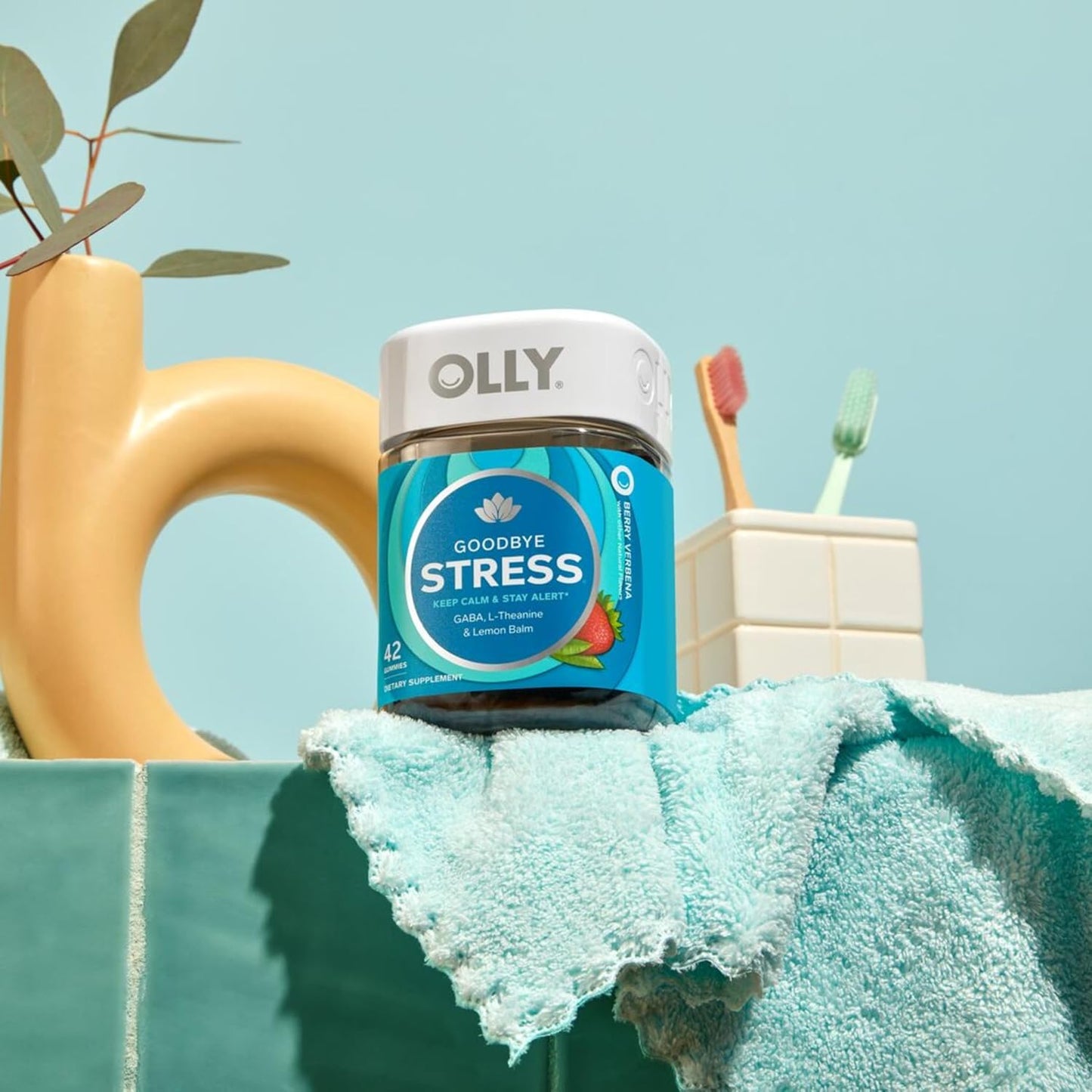 OLLY Goodbye Stress Gummy with GABA, L-Theanine, Lemon Balm for Stress Relief - 42 Berry Gummies
