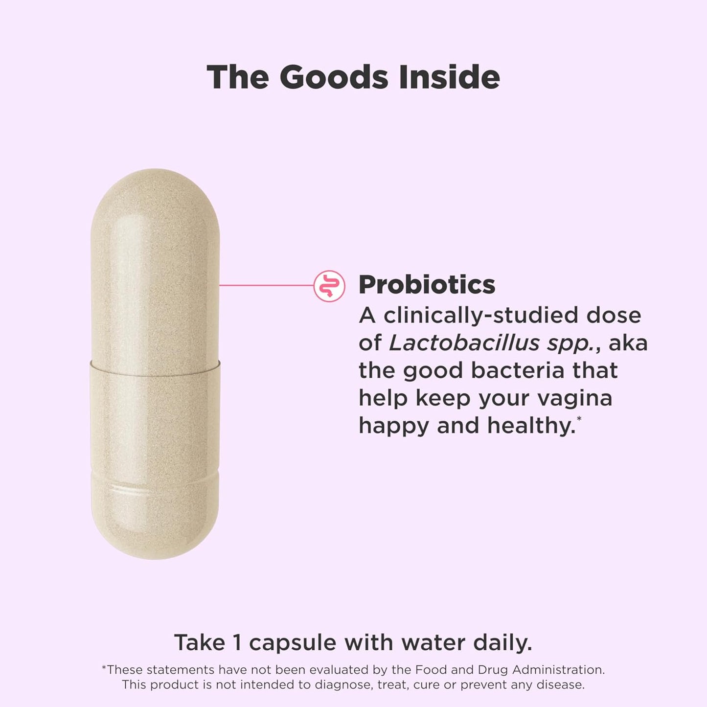 OLLY Happy Hoo-Ha Probiotic Capsules for Women, Supports Vaginal Health & pH Balance, 10 Billion CFU, Gluten-Free - 25 Count