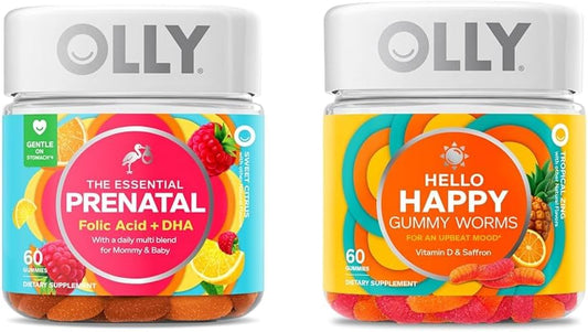 OLLY Prenatal Gummy Multivitamin 30-Day Supply with Folic Acid & Vitamin D for Mood Balance Support