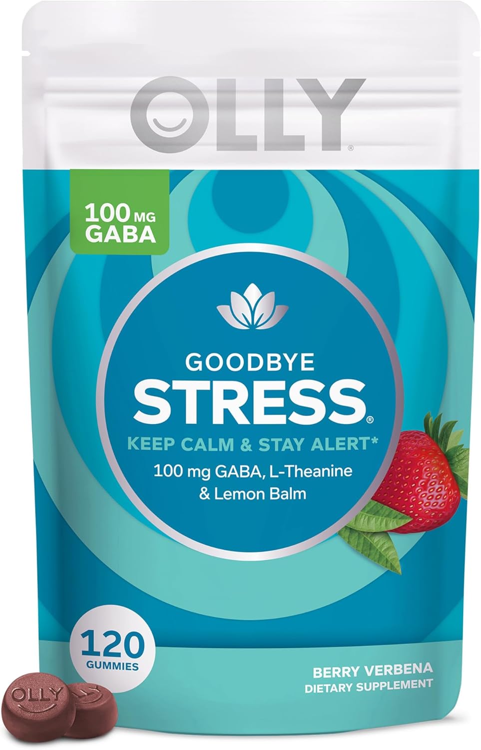 OLLY Stress Relief Gummies with GABA, L-Theanine, Lemon Balm - 120 Berry Flavor Supplements