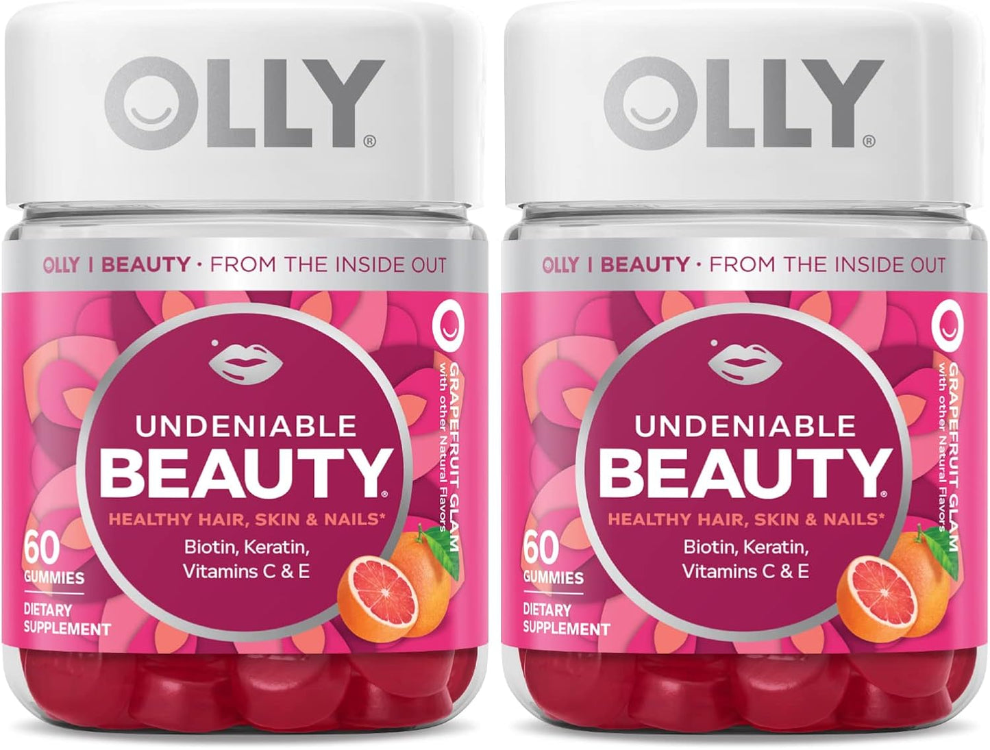 OLLY Undeniable Beauty Gummy - Hair, Skin, Nails Supplement with Biotin, Vitamin C, Keratin - 30 Day Supply, 120 Count