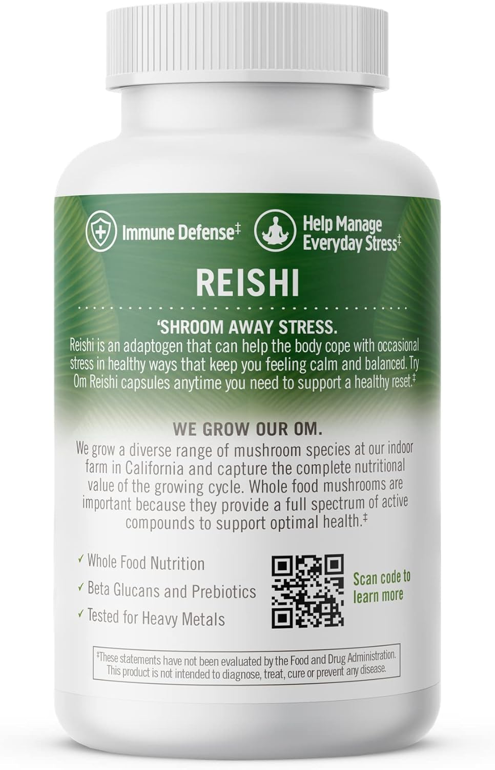 OM Mushroom Superfood Reishi Capsules - Stress & Immune Support Supplement, 90 Count