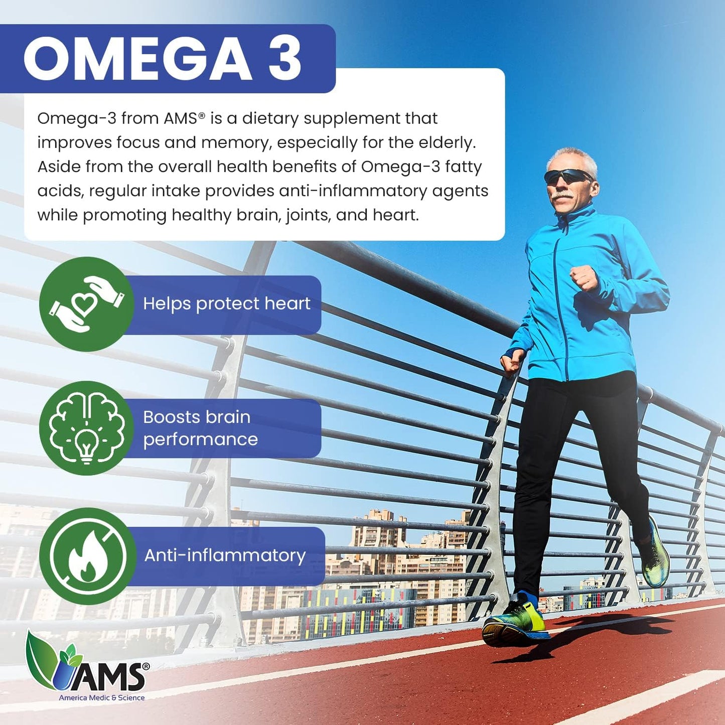 Omega-3 1000mg Dietary Supplement with EPA and DHA | Pure Icelandic Fish Oil Softgels for Vision, Brain, Joints, and Heart Health | Men and Women | America Medic & Science