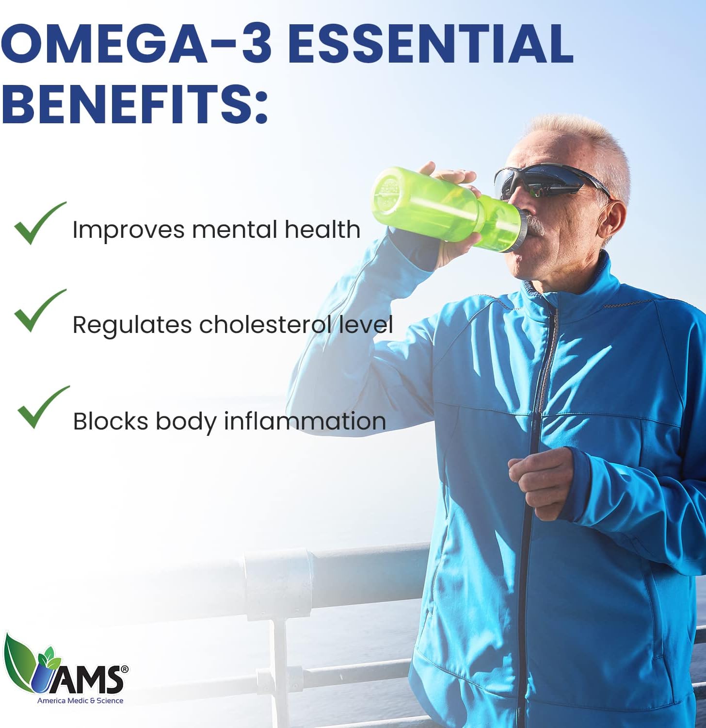 Omega-3 1000mg Dietary Supplement with EPA and DHA | Pure Icelandic Fish Oil Softgels for Vision, Brain, Joints, and Heart Health | Men and Women | America Medic & Science