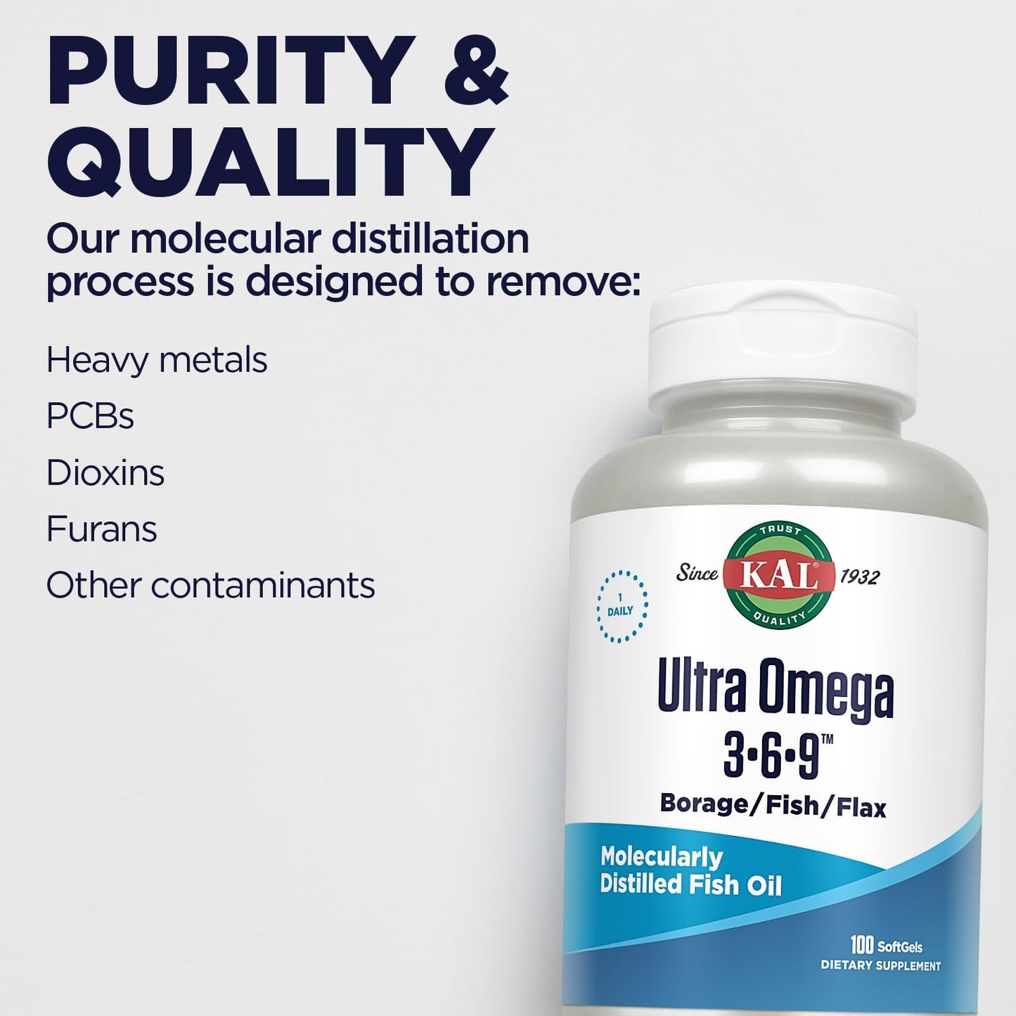 Omega 3-6-9 Fish Oil Supplement with Flaxseed & Borage Oil for Skin, Hair, Heart, Memory - 100 Softgels