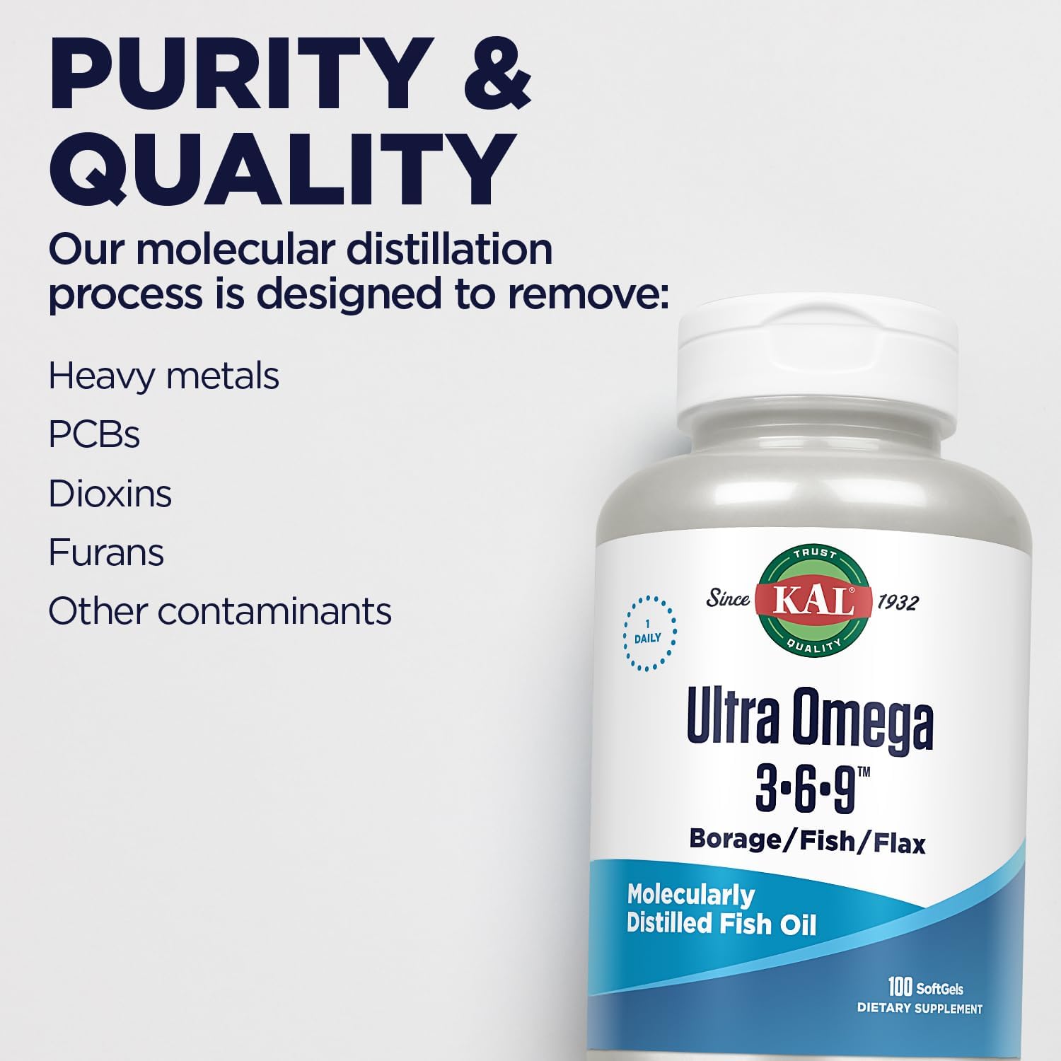 Omega 3-6-9 Fish Oil Supplement with Flaxseed & Borage Oil for Skin, Hair, Heart, Memory - 100 Softgels