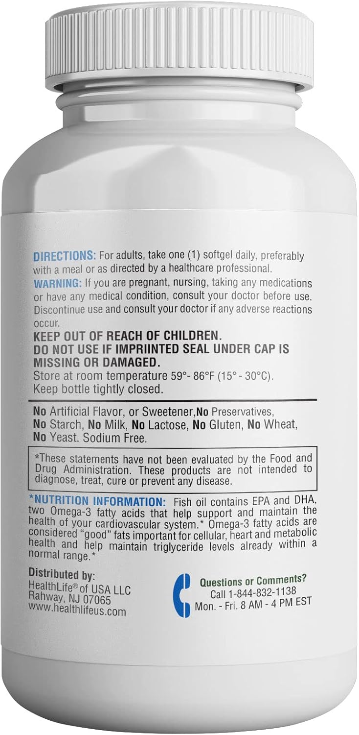 Omega 3-6-9 Softgels with Fish, Flaxseed, Borage Oils - 180 Count | Non-GMO & Gluten Free - HEALTH LIFE 365