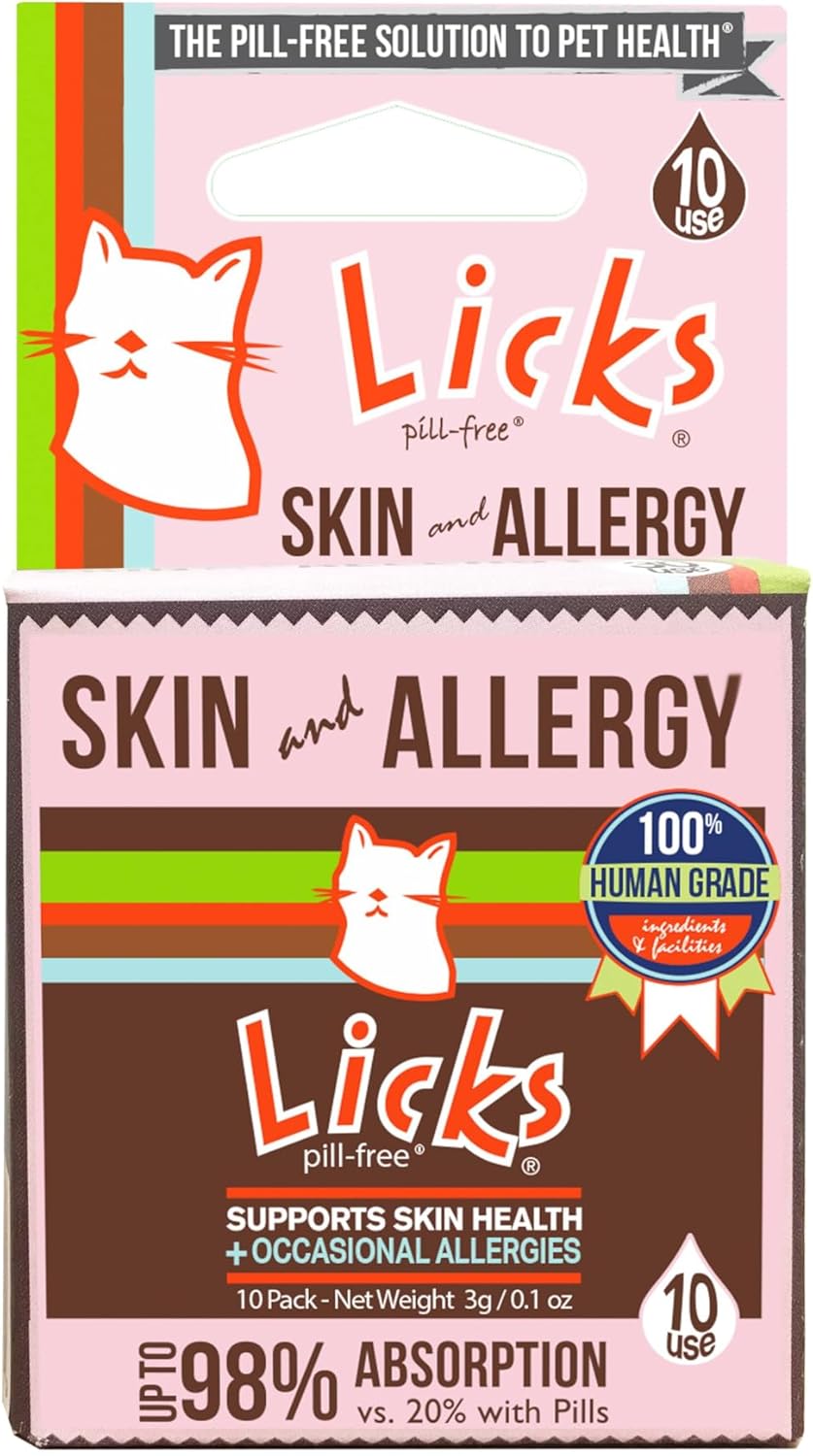 Omega 3 Allergy Relief Gel Packets for Cats with Itchy Skin - Turmeric Supplement - Pill-Free Cat Skin & Allergy Vitamins