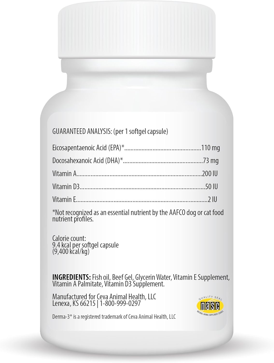 Omega-3 Fatty Acid & Vitamin Softgels for Small Dogs & Cats - 60 Count