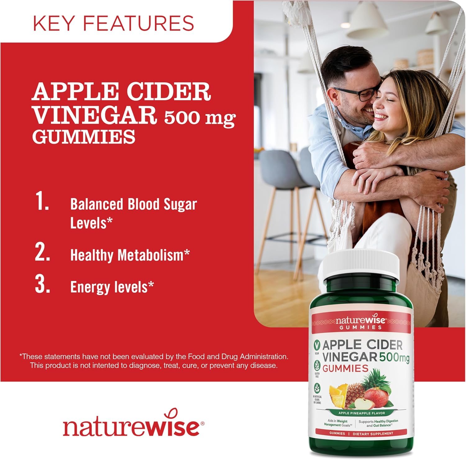 Omega-3 Fish Oil 1000mg with Apple Cider Vinegar Gummies Bundle - Heart, Eye, Digestive Health - Vegan Gummy, Gluten-Free, Non-GMO