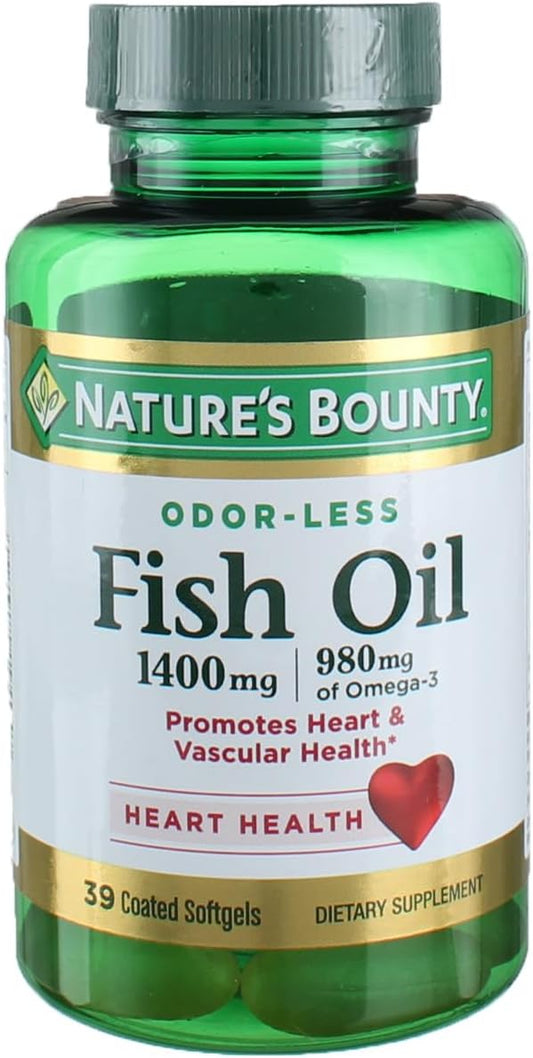 Omega-3 Fish Oil Dietary Supplement for Heart Health - 1400mg, 39 Coated Softgels by Nature's Bounty