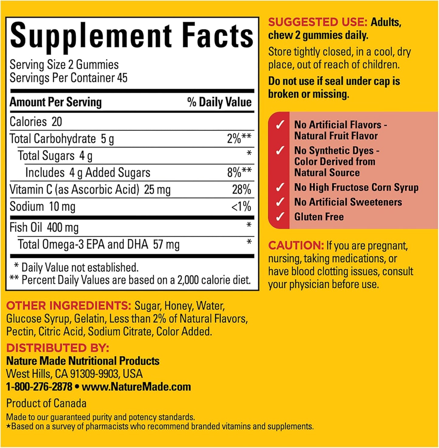 Omega 3 Fish Oil Gummies for Healthy Heart, 90 Gummies, 45 Day Supply by Nature Made