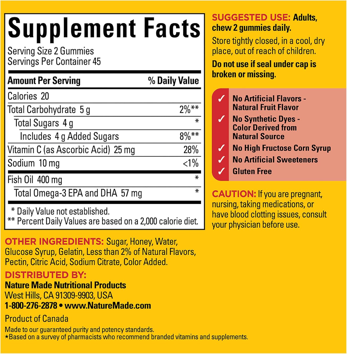 Omega 3 Fish Oil Gummies for Healthy Heart, 90 Gummies, 45 Day Supply by Nature Made