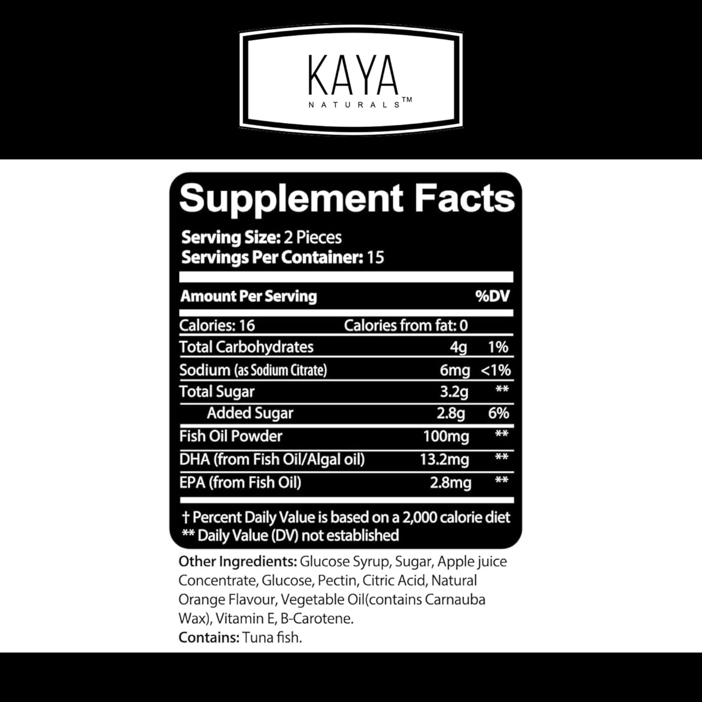 Omega 3 Fish Oil Gummies with EPA & DHA - Brain, Eye, Joint, Heart, Immune Support - Non-GMO - 30 Count