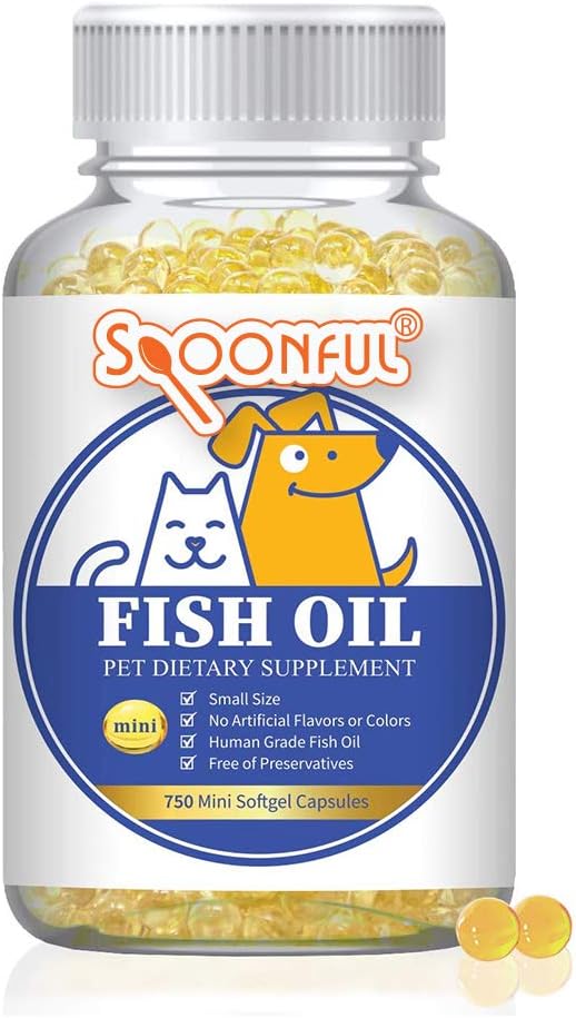 Omega 3 Fish Oil Softgels for Dogs and Cats, USA-Made Supplement for Skin, Joints, Heart, and Brain Health