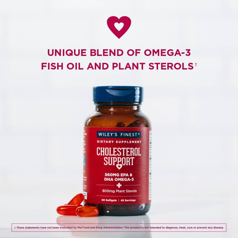 Omega-3 Fish Oil Softgels for Heart Health Support - 90 Softgels with 560mg Omega-3s - Men and Women's Cholesterol Supplement