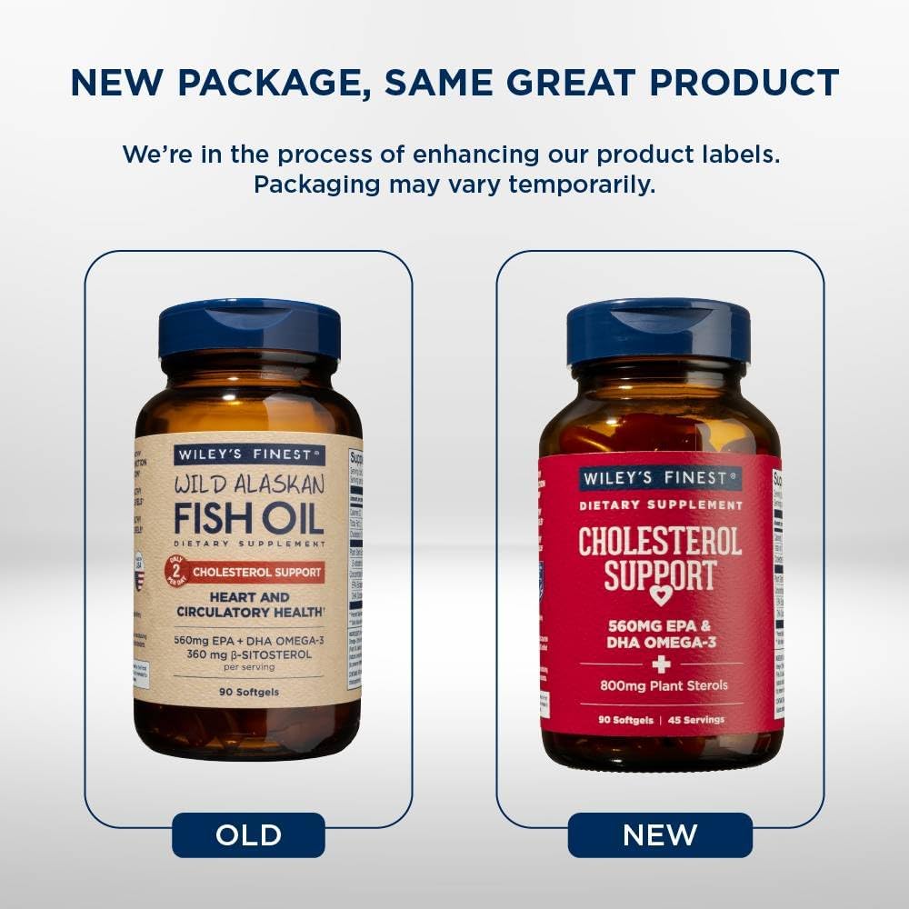 Omega-3 Fish Oil Softgels for Heart Health Support - 90 Softgels with 560mg Omega-3s - Men and Women's Cholesterol Supplement