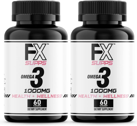 Omega-3 Fish Oil Supplement 1000mg Softgels (2 Pack, 60 Count) for Men and Women | EPA, DHA, Essential Fatty Acids | Joint, Brain, Heart Health