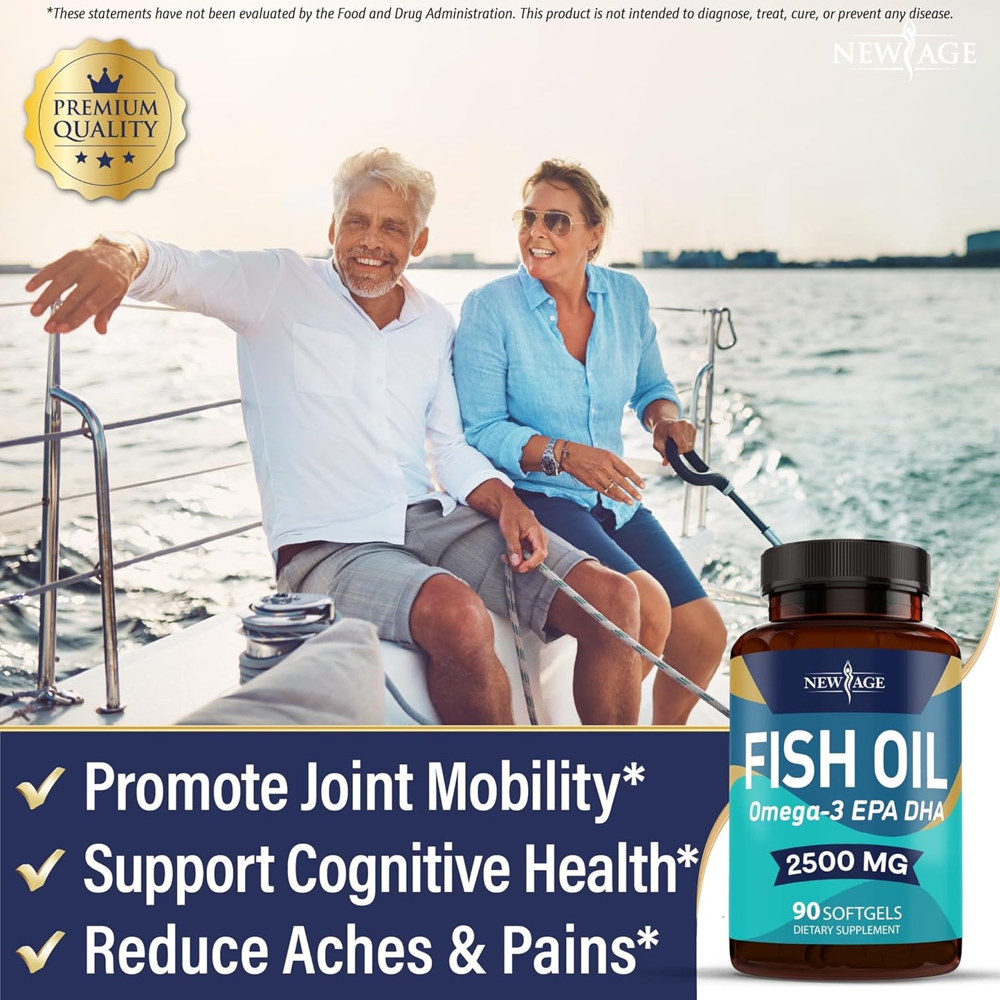 Omega 3 Fish Oil Supplement 2500mg - Non GMO, High EPA and DHA Fatty Acids - Gluten Free (360 Softgels)