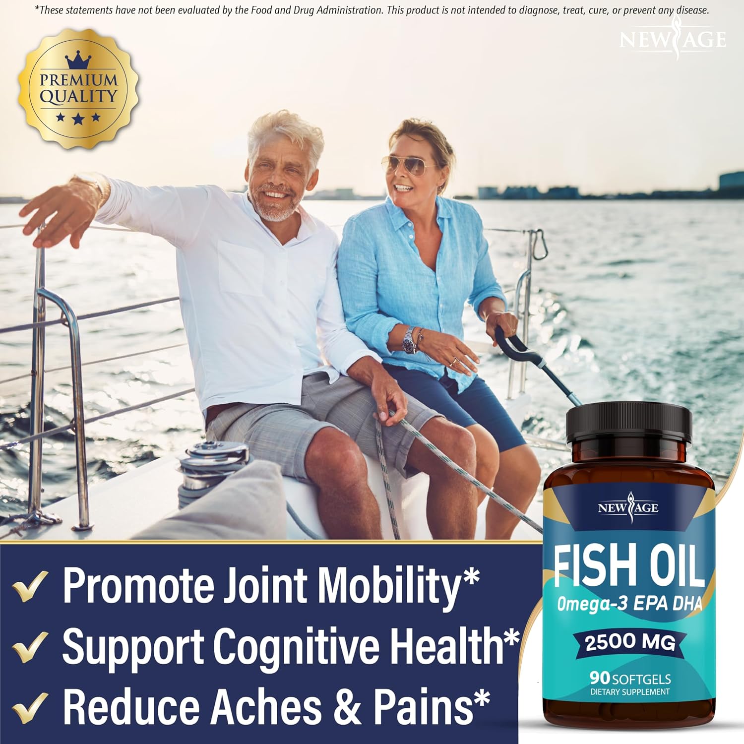 Omega 3 Fish Oil Supplement 2500mg - Non GMO, High EPA and DHA Fatty Acids - Gluten Free (360 Softgels)