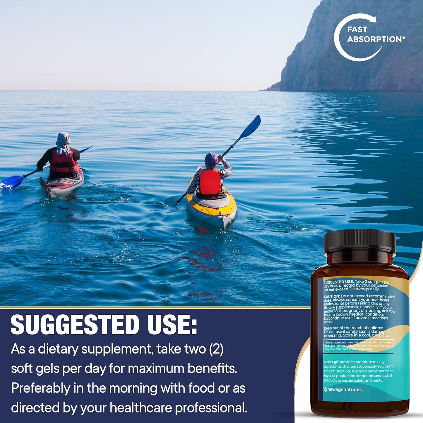 Omega 3 Fish Oil Supplement 2500mg - Non GMO, High EPA and DHA Fatty Acids - Gluten Free (360 Softgels)