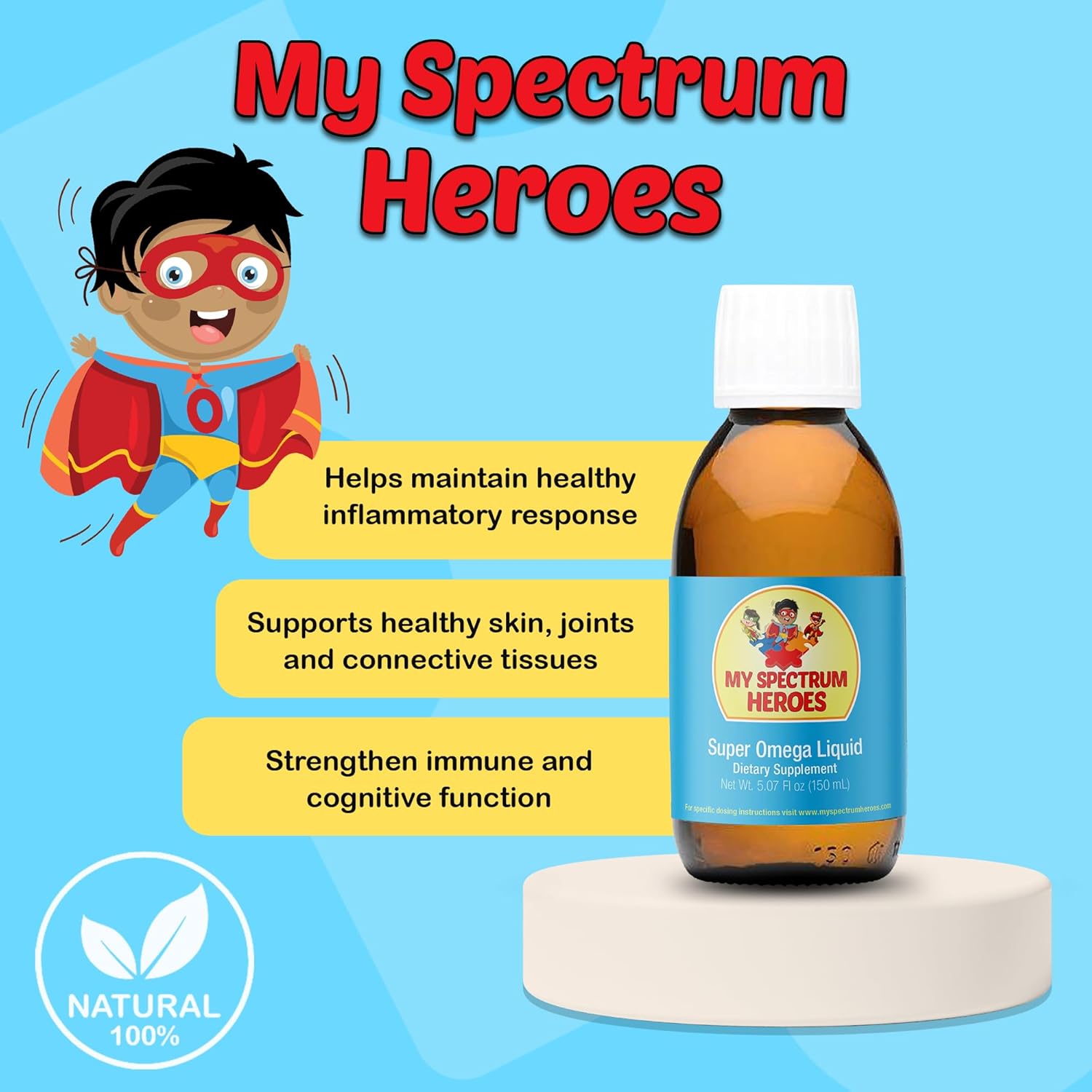 Omega-3 Fish Oil Supplement for Children & Adults - Supports Neural, Inflammation, Immune Health - EPA & DHA for Brain & Eye - Liquid - 5.07oz