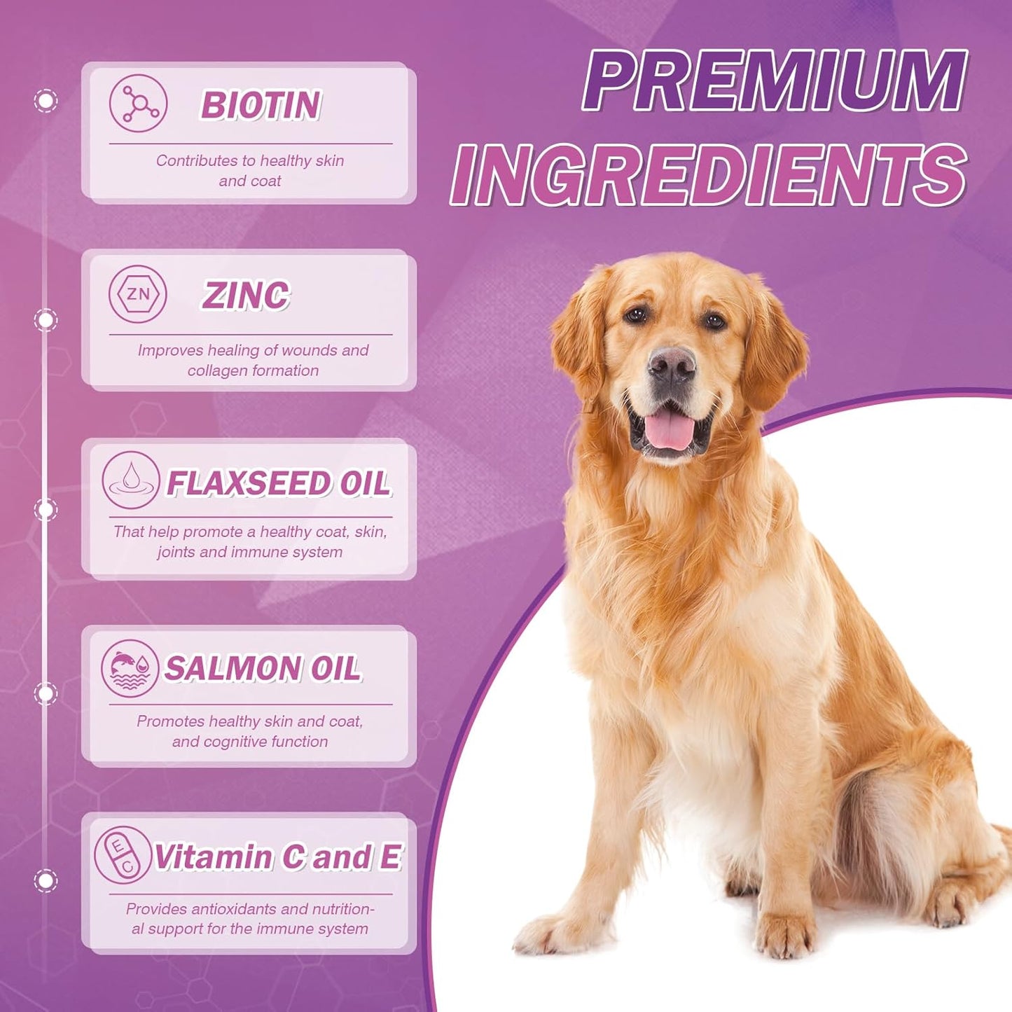 Omega 3 Fish Oil Supplement for Dogs - Skin & Coat Health, Allergy Relief, Shedding Reduction - EPA & DHA Fatty Acids - Salmon Oil - 200 Ct