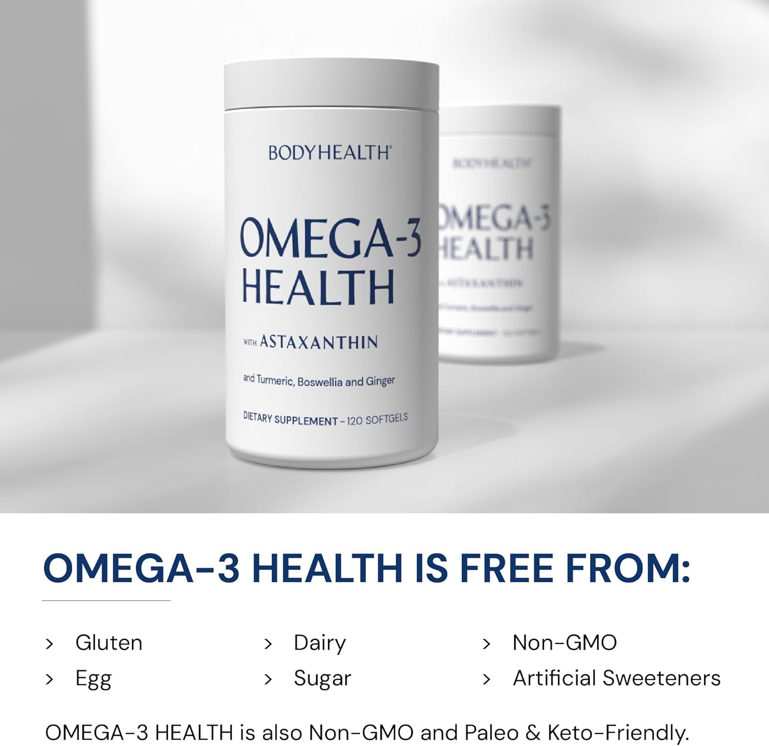 Omega 3 Fish Oil Supplement for Heart & Brain Health - 120 Soft Gels for Men & Women, Fatty Acid Vitamins