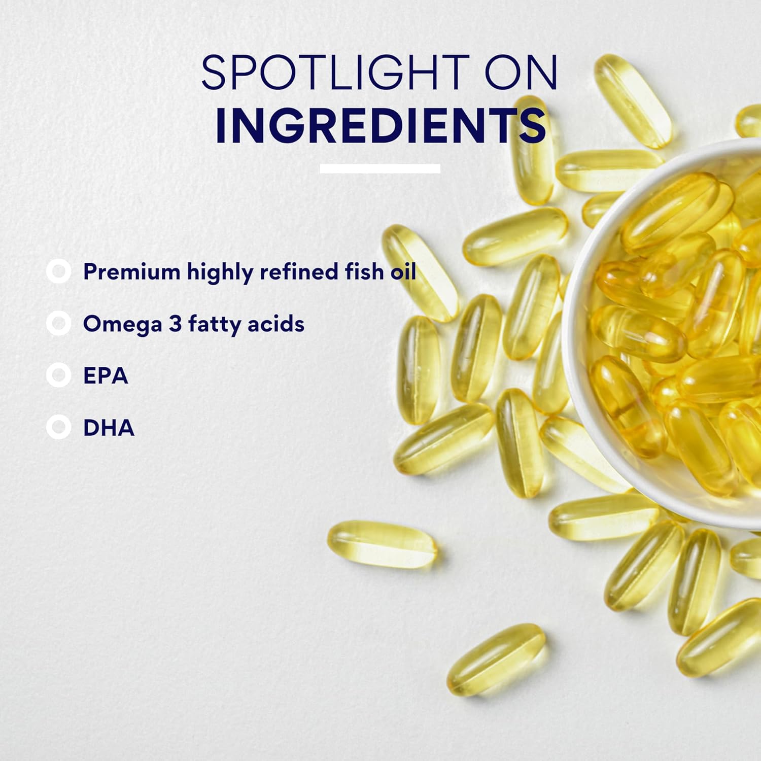 Omega 3 Fish Oil Supplements - High EPA and DHA - No Aftertaste - 60 Softgel Capsules - Pack of 3