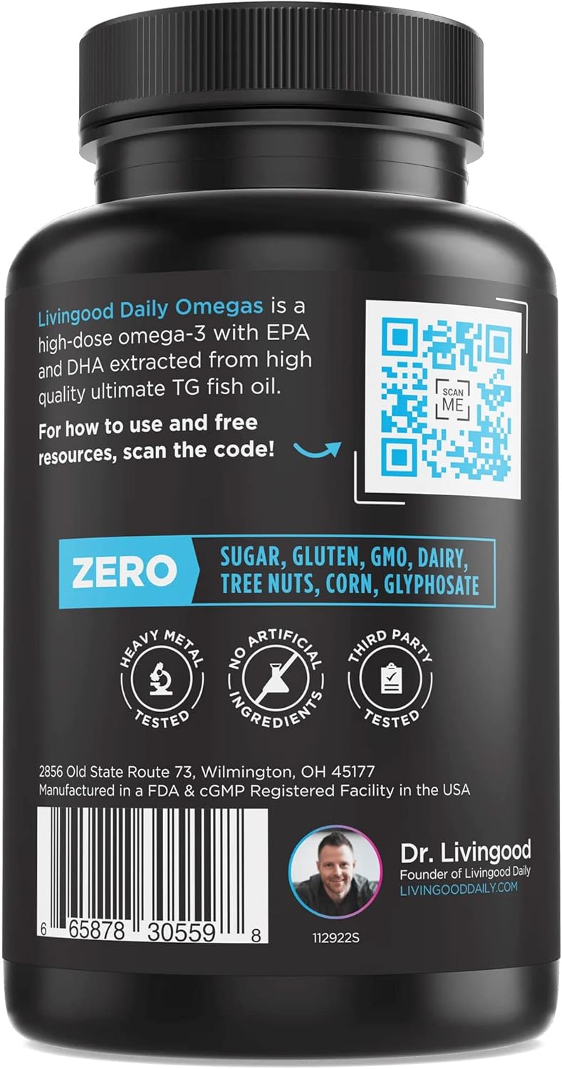 Omega 3 Fish Oil Supplements for Heart & Brain Health (60 Softgels) - EPA & DHA Pills - Non-GMO Formula - Supports Digestion