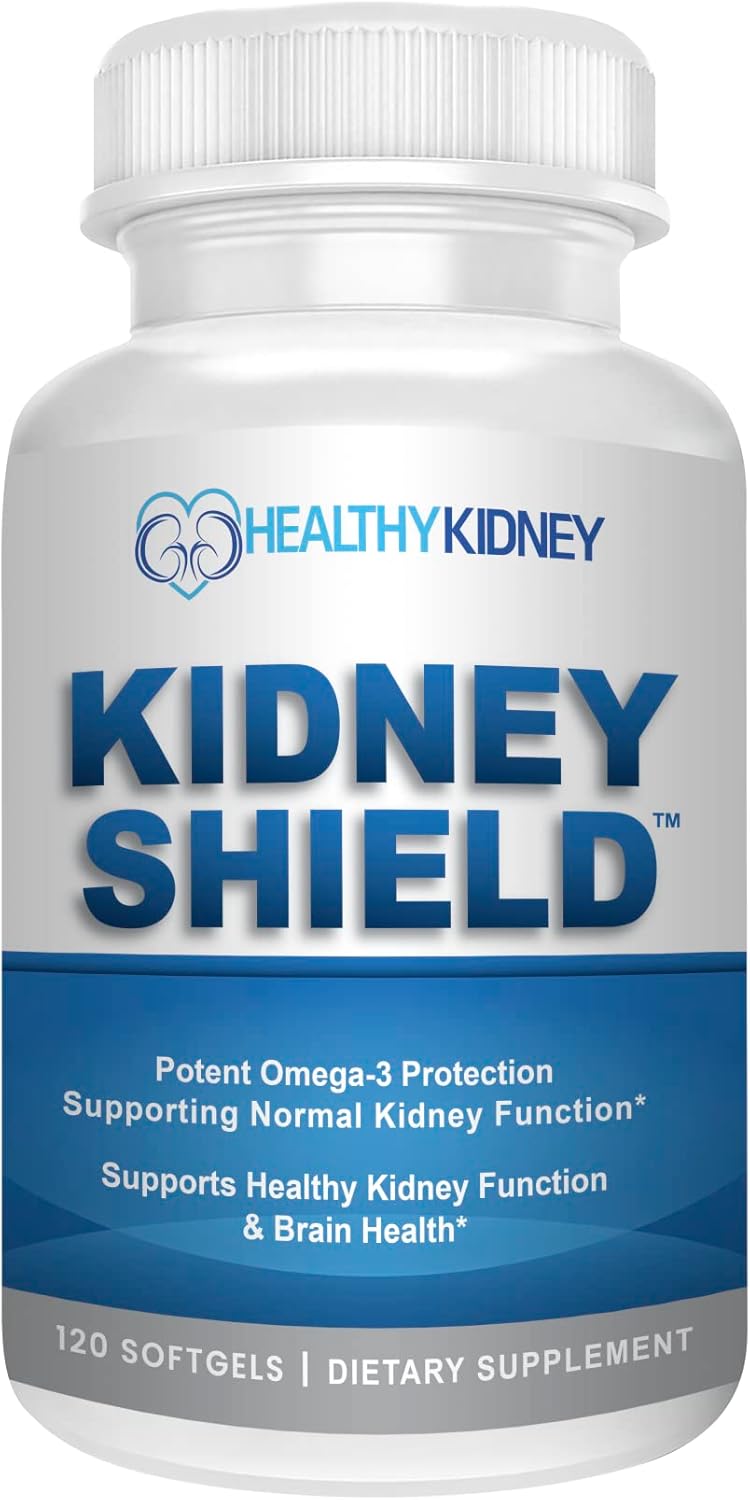 Omega 3 Fish Oil Supplements for Kidney Health - Kidney Restore Shield for Men & Women - Supports Normal Kidney Function & Cleanses - 120 Lemon Softgels