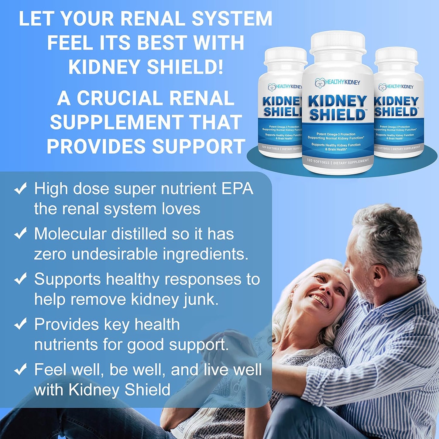 Omega 3 Fish Oil Supplements for Kidney Health - Kidney Restore Shield for Men & Women - Supports Normal Kidney Function & Cleanses - 120 Lemon Softgels
