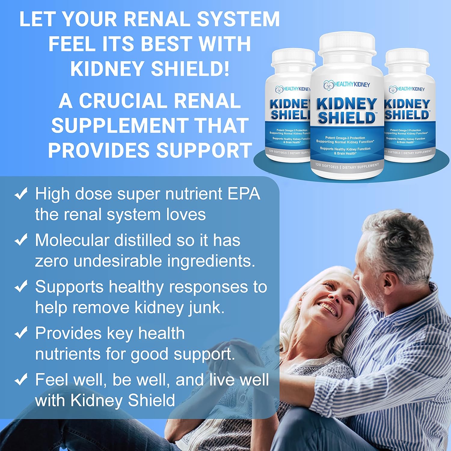 Omega 3 Fish Oil Supplements for Kidney Health - Kidney Restore Shield for Men & Women - Supports Normal Kidney Function & Cleanses - 120 Lemon Softgels