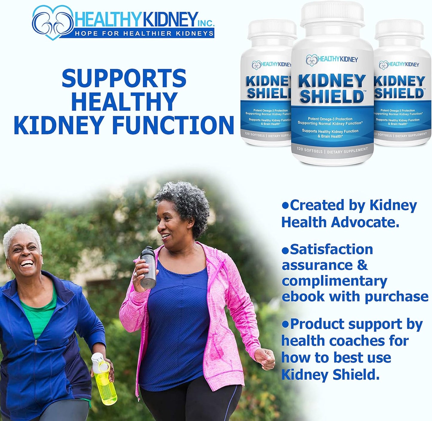 Omega 3 Fish Oil Supplements for Kidney Health - Kidney Restore Shield for Men & Women - Supports Normal Kidney Function & Cleanses - 120 Lemon Softgels