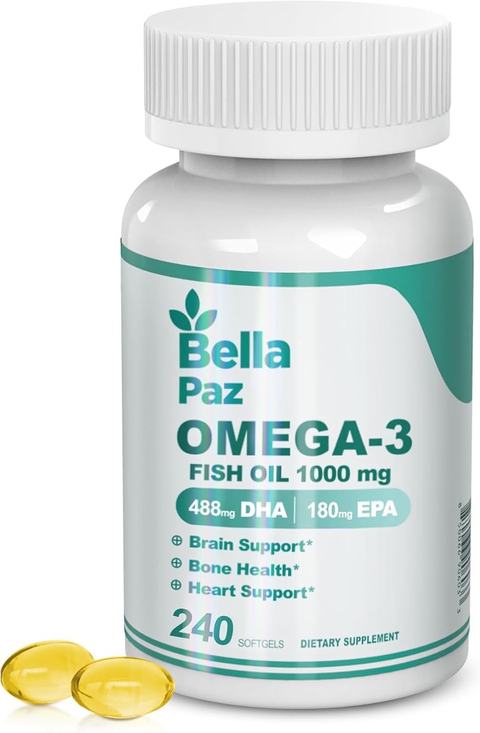 Omega-3 Fish Oil Supplements for Muscle, Bone, Heart, and Brain Support - 788mg Burpless Formula with DHA & EPA - 240 Softgels for Men and Women in Fitness and Sports