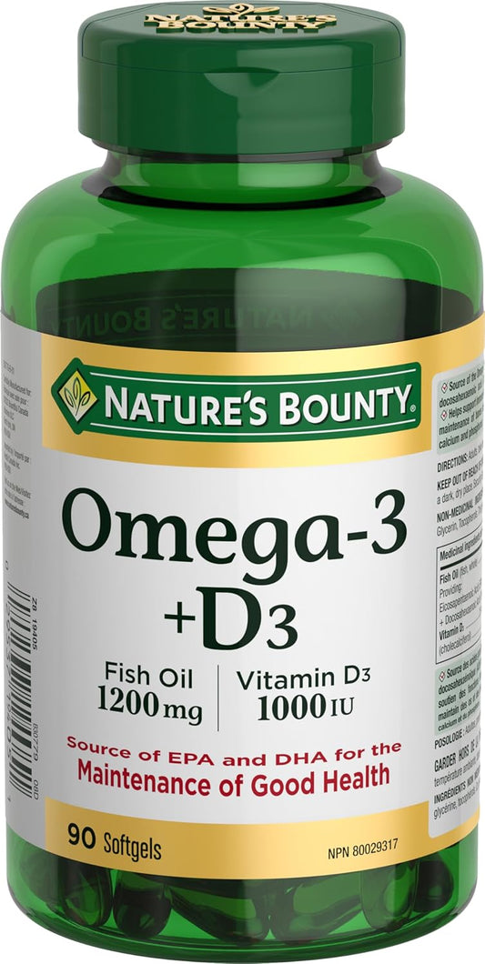 Omega-3 Fish Oil with Vitamin D3 Softgels - 1200mg / 1000IU - 90 Count