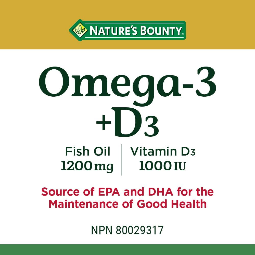 Omega-3 Fish Oil with Vitamin D3 Softgels - 1200mg / 1000IU - 90 Count