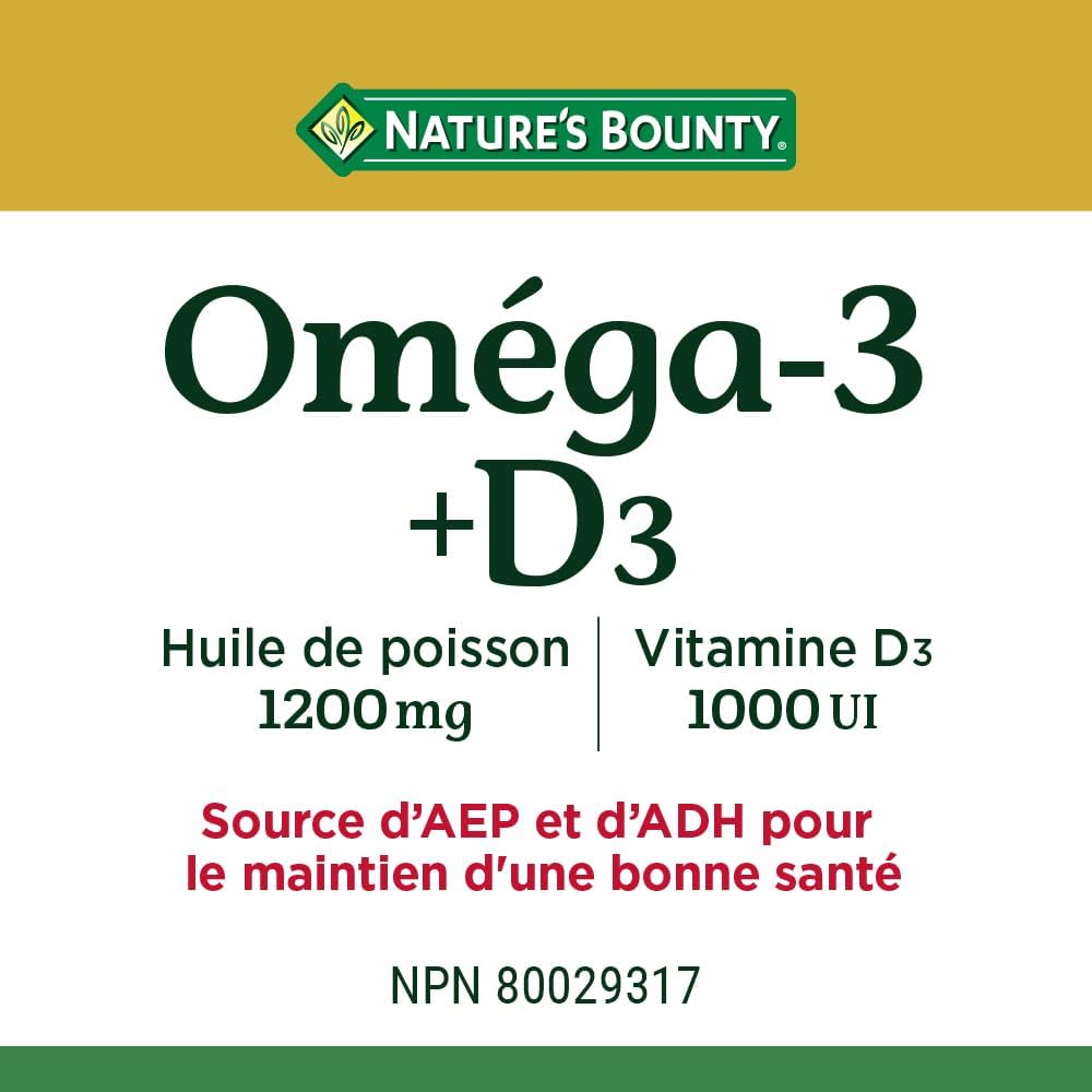 Omega-3 Fish Oil with Vitamin D3 Softgels - 1200mg / 1000IU - 90 Count