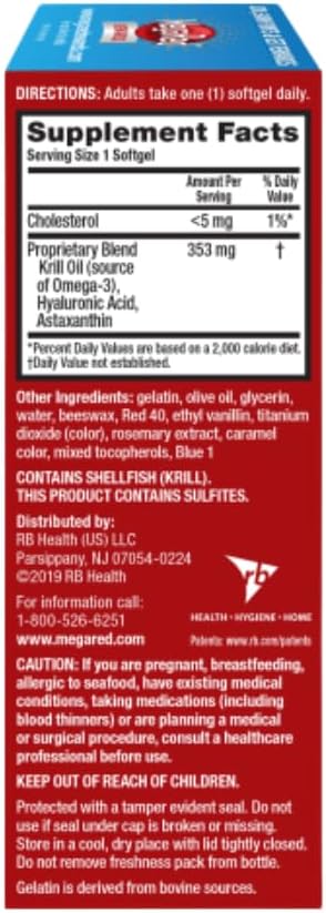 Omega-3 Krill Oil Joint Care Supplement with EPA/DHA Fatty Acids, Antioxidants, Hyaluronic Acid - No Fishy Burp Aftertaste - 120 Softgels