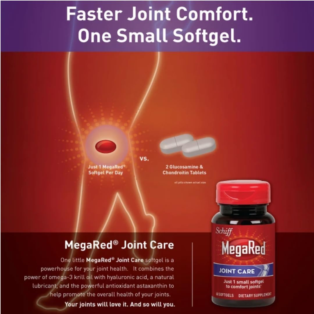 Omega-3 Krill Oil Joint Care Supplement with EPA/DHA Fatty Acids, Antioxidants, Hyaluronic Acid - No Fishy Burp Aftertaste - 120 Softgels