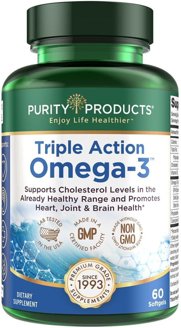 Omega-3 Super Pill with Triple Action Formula - 60 Softgels by Purity Products